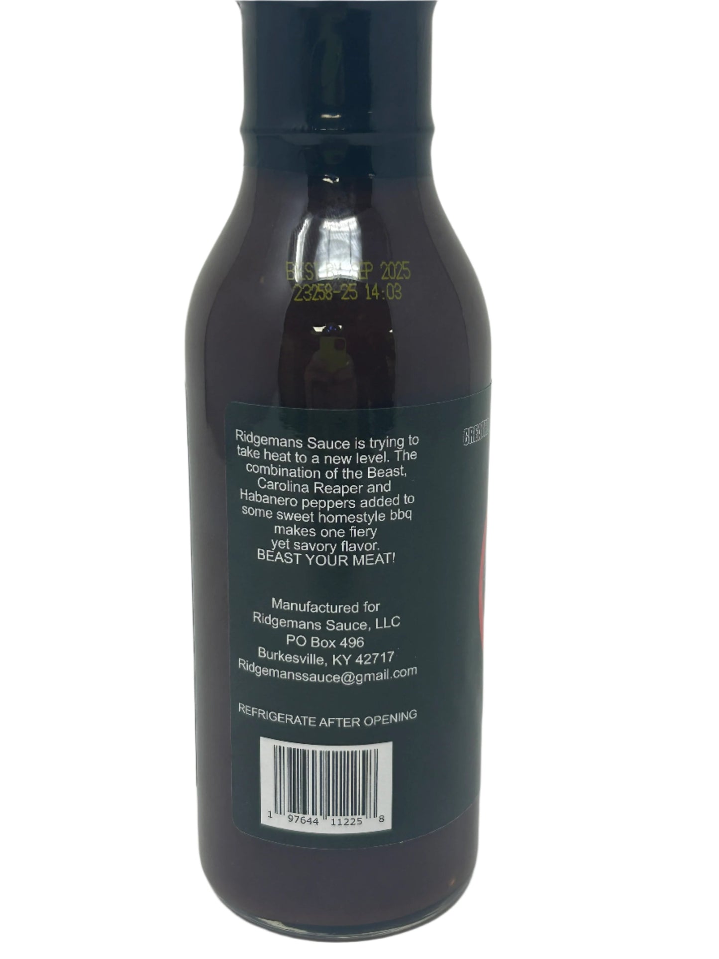 12oz Bottle Ridgeman's Fiery BBQ Sauce